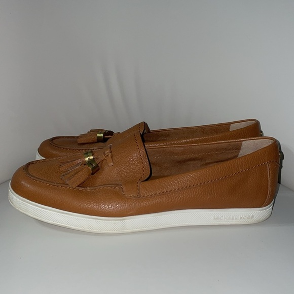MICHAEL Michael Kors Callahan Camel Leather Tassel Moccasin Slip on Loafer 8 M - Picture 2 of 12